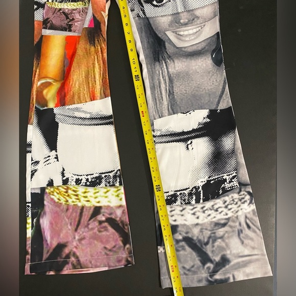 The Kript KRIPT Mugshot Flare Pants Silky New Patchwork Graphic Rare Baddie - Picture 14 of 15